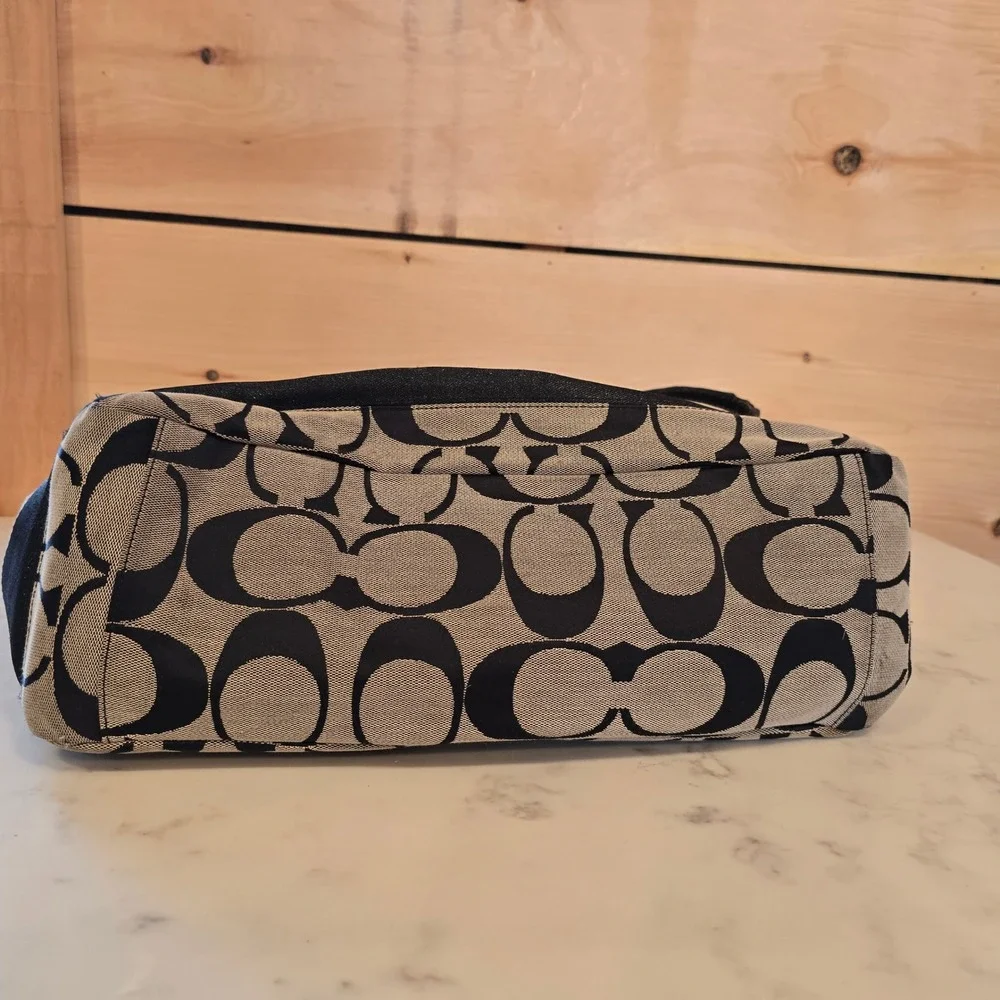 Coach Bag Lurex Signature C X Large Black Gray F19202 Canvas Diaper Tote Travel